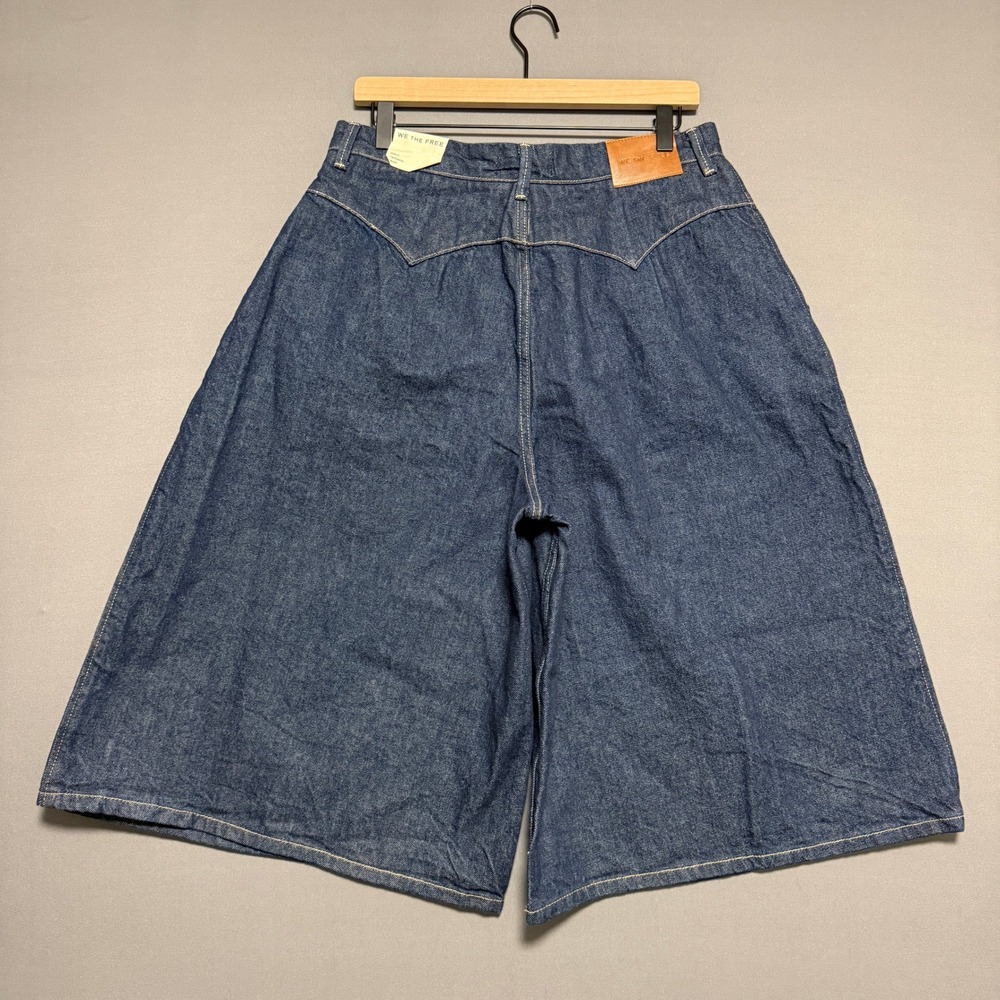 We The Free Antonia Crop Jeans Women 29 Blue Wide Leg Pleated High Rise Boho Y2K - Picture 10 of 14